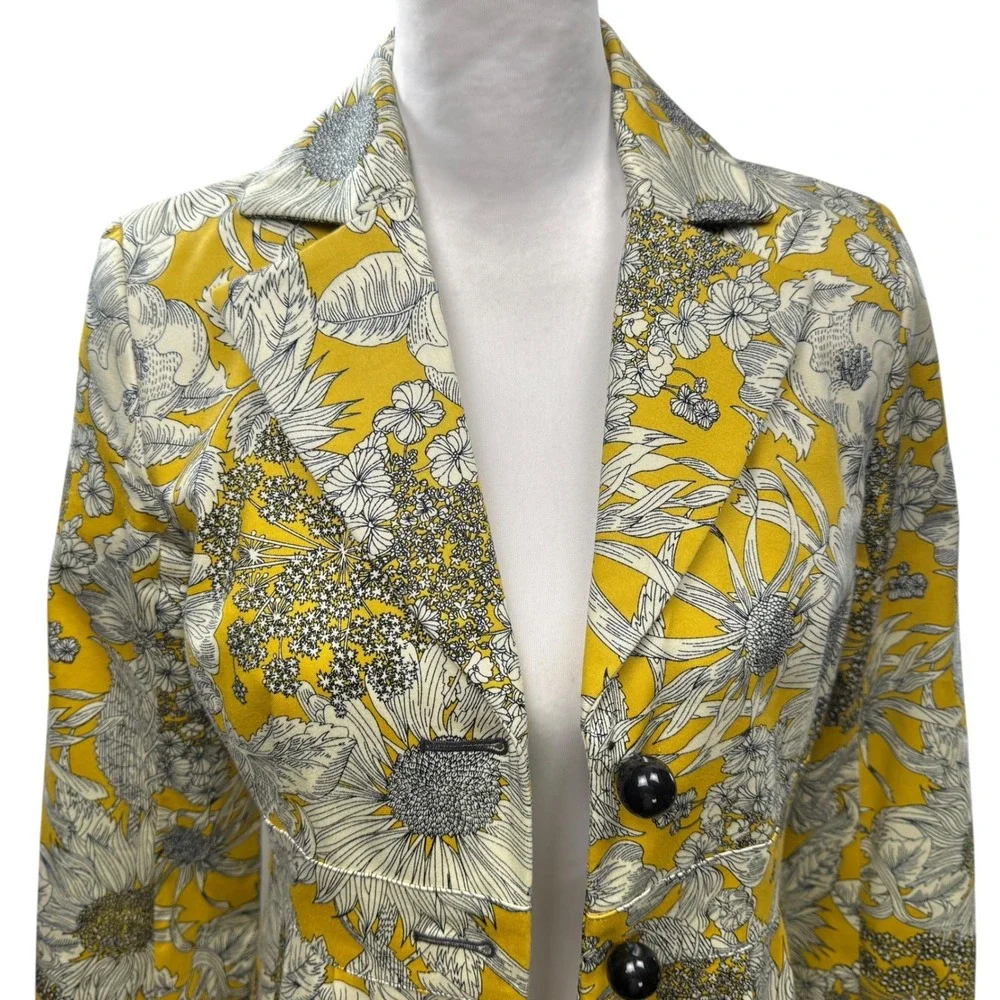 Liberty of‎ London Target Sunflower Print Pea Coat Jacket Women XS Yellow Long - Picture 3 of 10